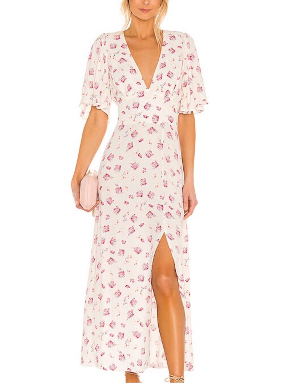 AFRM Zelda Floral Maxi Dress in Blanc and Blush